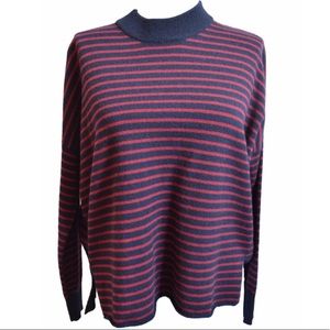 DEMYLEE BLAIR SWEATER W/ BURGUNDY & NAVY STRIPES